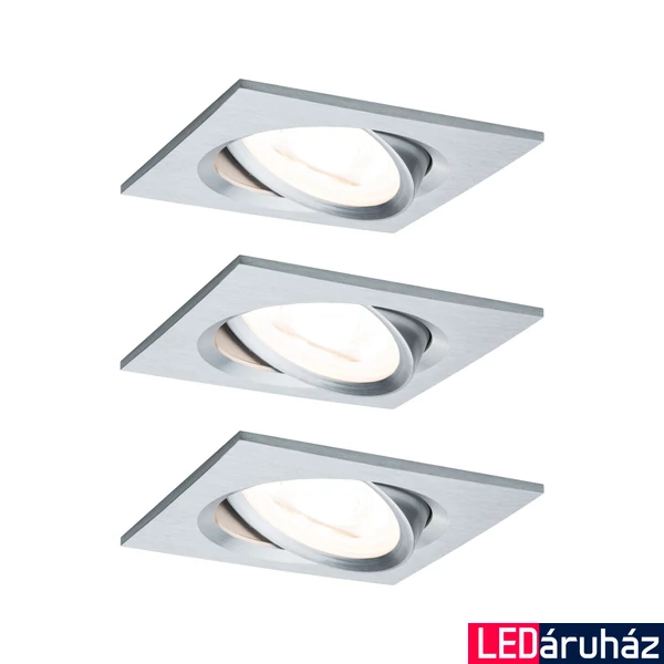 Paulmann 93492 Nova beépíthető lámpa, 84 mmx84 mm, négyzet, 3db-os szett, billenthető, 3-step-dimming, alumínium, 2700K melegfehér, 3x Coin foglalat, 460 lm, IP23