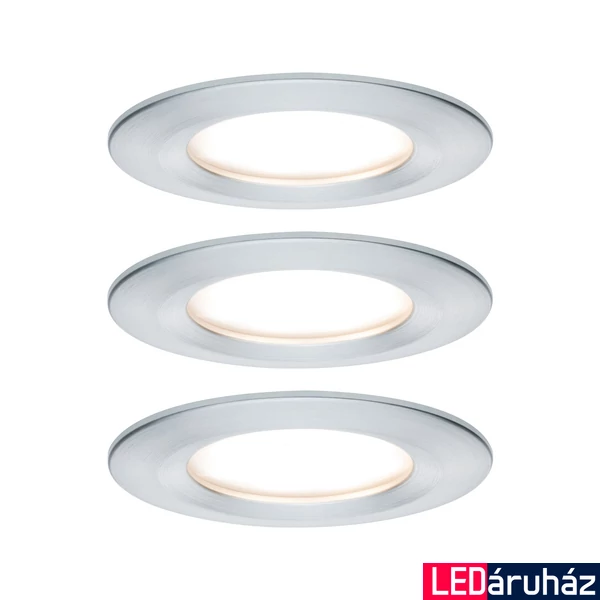 Paulmann 93498 Nova fürdőszobai beépíthető lámpa, kerek, 3db-os szett, fix, 3-step-dimming, alumínium, 2700K melegfehér, 3x Coin foglalat, 460 lm, IP44