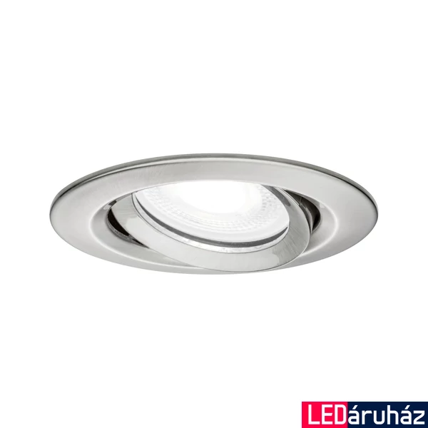 Paulmann 93671 Nova Plus fürdőszobai beépíthető lámpa, 93 mmx93 mm, kerek, billenthető, fényerőszabályozható, szálcsiszolt, 4000K természetes fehér, GU10 foglalat, 470 lm, IP65