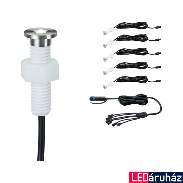 Paulmann 93694 Plug&Shine MicroPen II padlóba építhető lámpa, 5 db-os szett, 5m vezetékkel, 24V, 2,1W, 3000K, 1,8 lm, ezüst, 22°, IP65