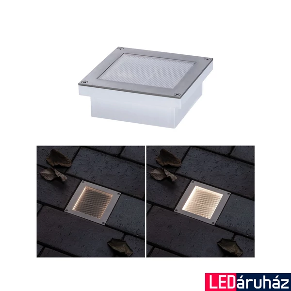 Paulmann 94238 Aron kültéri beépíthető lámpa, négyzet, szolár, lépésálló, fehér, 3000K melegfehér, beépített LED, 50 lm, IP67