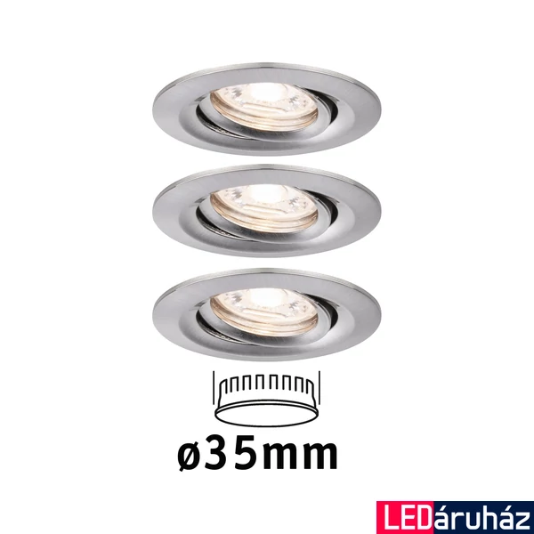 Paulmann 94295 Nova Mini beépíthető lámpa, kerek, 3db-os szett, billenthető, szálcsiszolt, 2700K melegfehér, 3x Coin foglalat, 310 lm, IP23