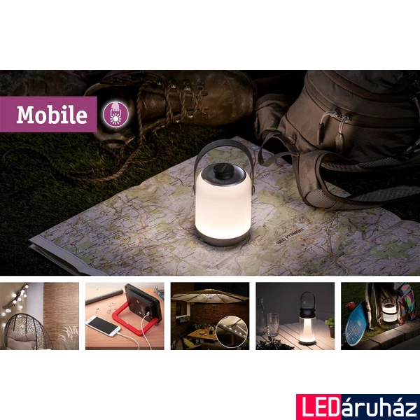 Paulmann 94207 Outdoor Mobile Moval kültéri kültéri lámpa, antracit, 3000K melegfehér, beépített LED, 370 lm, IP44