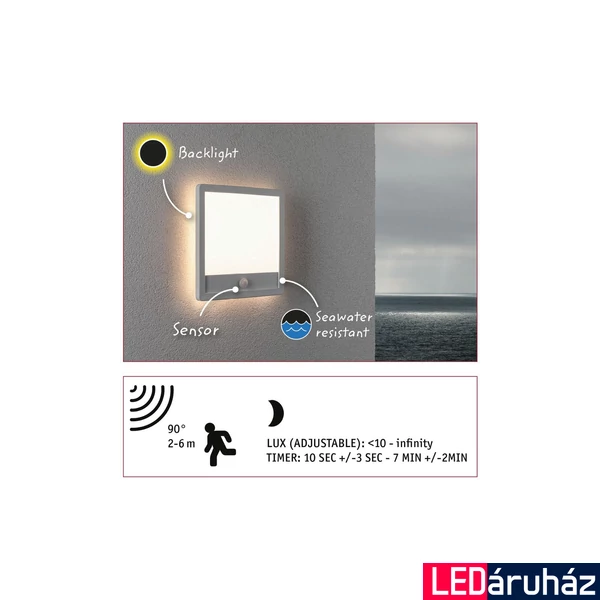 Paulmann 94663 Outdoor Lamina Panel kültéri mennyezeti lámpa, fehér, 3000K melegfehér, 950 lm, IP44