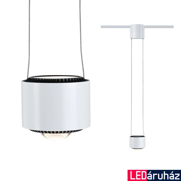 Paulmann 94971 URail Aldan sínre szerelhető függesztett lámpa, kör, beépített LED, 8,5W, 820 lm, 2700K melegfehér, fehér, fényerőszabályozható