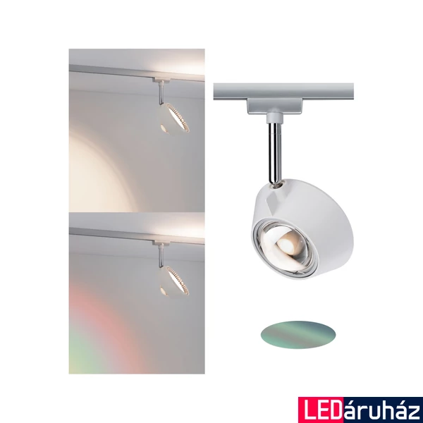 Paulmann 94979 URail Sabik sínre szerelhető LED spotlámpa, beépített LED, 13W, 570 lm, 2700K melegfehér, dekoratív fényeffekttel, fényerőszabályozható