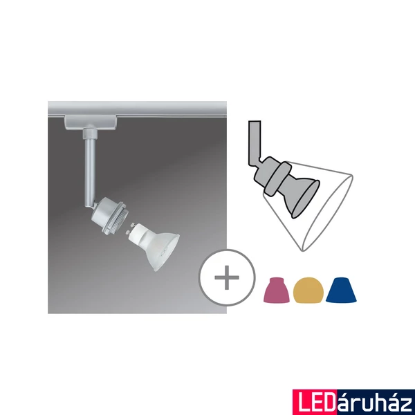 Paulmann 95182 URail DecoSystems sínre szerelhető GU10 szpot foglalat 3,5W 2700K LED fényforrással, bura nélkül , matt króm