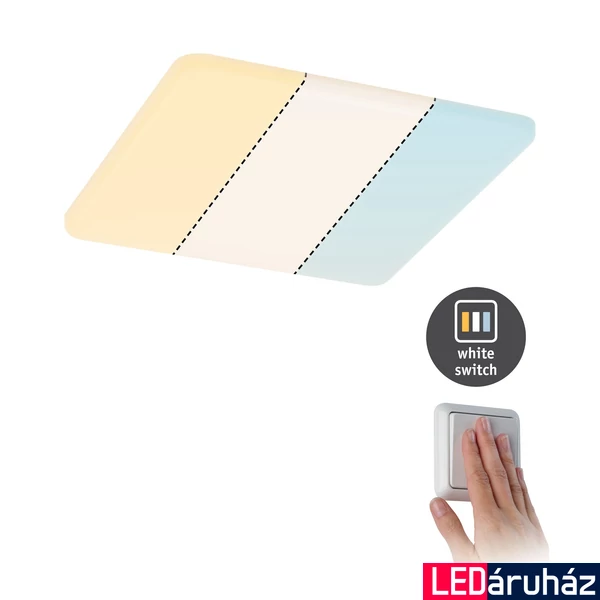Paulmann 95379 Veluna Varifit LED panel, négyzet, white switch, üveg, 3000K-6500K változtatható, beépített LED, 1500 lm, IP44