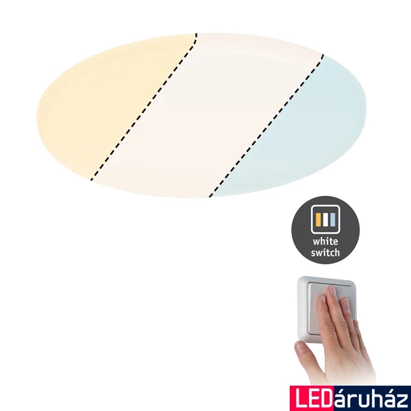 Paulmann 95382 Veluna Varifit LED panel, kerek, white switch, üveg, 3000K-6500K változtatható, beépített LED, 1900 lm, IP44