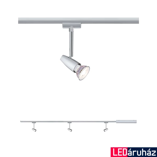Paulmann 95459 URail Barelli sínrendszer szett, 3 db sínre szerelhető spotlámpával, 230V, GU10 foglalattal, 1,2m, matt króm, fényerőszabályozható
