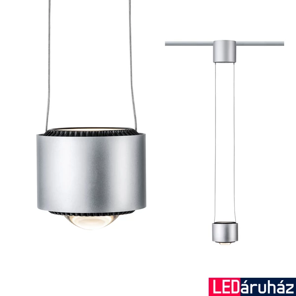 Paulmann 95520 URail Aldan sínre szerelhető függesztett lámpa, kör, beépített LED, 8,5W, 820 lm, 2700K melegfehér, matt króm/fekete, fényerőszabályozható