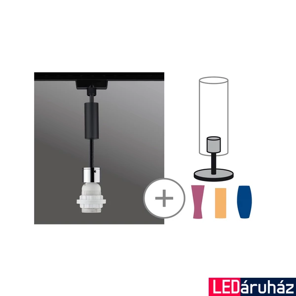 Paulmann 96919 URail 2Easy Basic sínre szerelhető függesztett lámpa, E27 foglalattal, max 20W, matt fekete/króm 