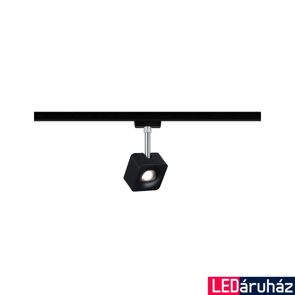 Paulmann 96941 URail Cube sínes LED spotlámpa, beépített LED, 8W, 450 lm, 4000K természetes fehér, fekete/króm, fényerőszabályozható