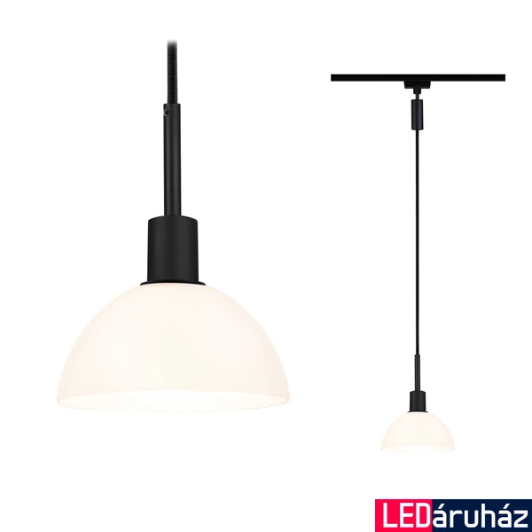 Paulmann 96974 URail Sarassani sínre szerelhető függeszték, E14 foglalattal, max 20W, matt fekete/opál