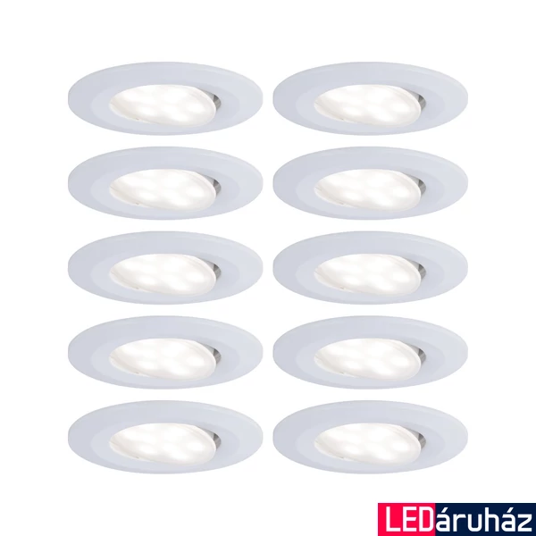 Paulmann 99922 Calla fürdőszobai beépíthető lámpa, kerek, 10db-os szett, billenthető, fehér, 4000K természetes fehér, beépített LED, 680 lm, IP65