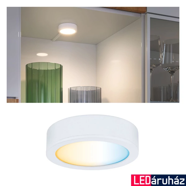 Paulmann 99952 Clever Connect Disc bútorvilágító, tunable white, tápegység nélkül, fehér, 2700K-6500K változtatható, beépített LED, 175 lm, 12V