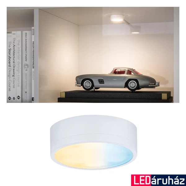 Paulmann 99954 Clever Connect Disc bútorvilágító, tunable white, tápegység nélkül, fehér, 2700K-6500K változtatható, beépített LED, 155 lm, 12V