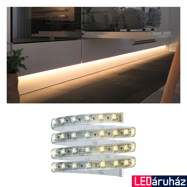 Paulmann 99972 Clever Connect Stripe bútorvilágító szalag, 1 méter, tunable white, tápegység nélkül, üveg, 2700K-6500K változtatható, beépített LED, 550 lm, 12V