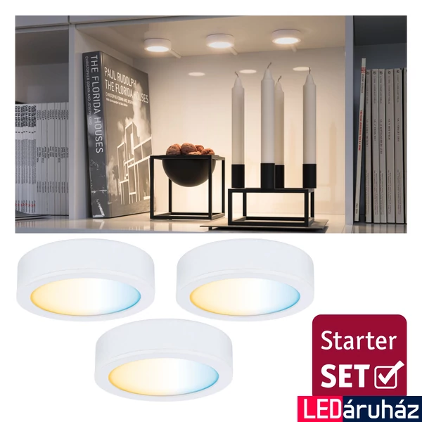 Paulmann 99975 Clever Connect Pola bútorvilágító, 3 db-os csomag, tápegységgel, tunable white, fehér, 2700K-6500K változtatható, beépített LED, 175 lm, 12V
