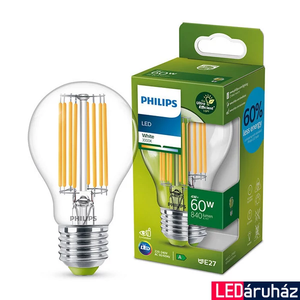 PHILIPS Classic E27 A60 LED fényforrás, 3000K melegfehér, 4 W, 840 lm, 8719514343788