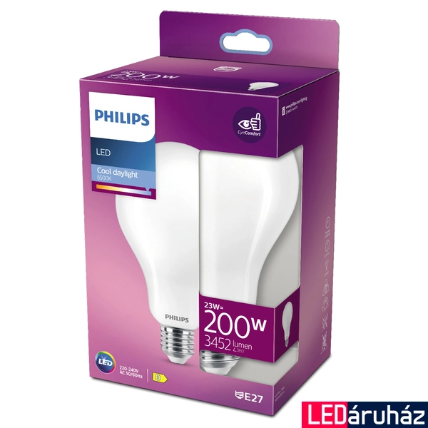 PHILIPS E27 normál izzó A95 LED fényforrás, 6500K hidegfehér, 23 W, 3452  lm, CRI 80, 8718699764678