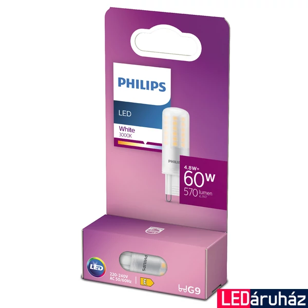 PHILIPS G9 kapszula LED fényforrás, 3000K melegfehér, 4,8 W, 570  lm, CRI 80, 8718699775872
