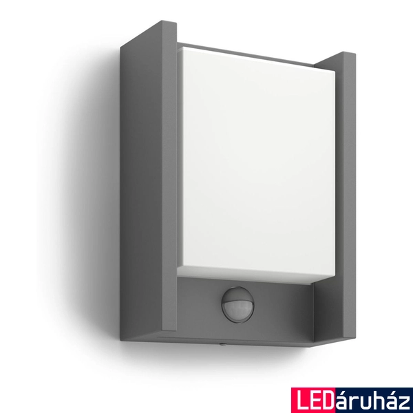 Philips Arbour IR kültéri falra szerelhető mozgásérzékelős LED lámpa, antracitszürke, 1 x 6W, 600 lm, 2700K melegfehér, 164619316