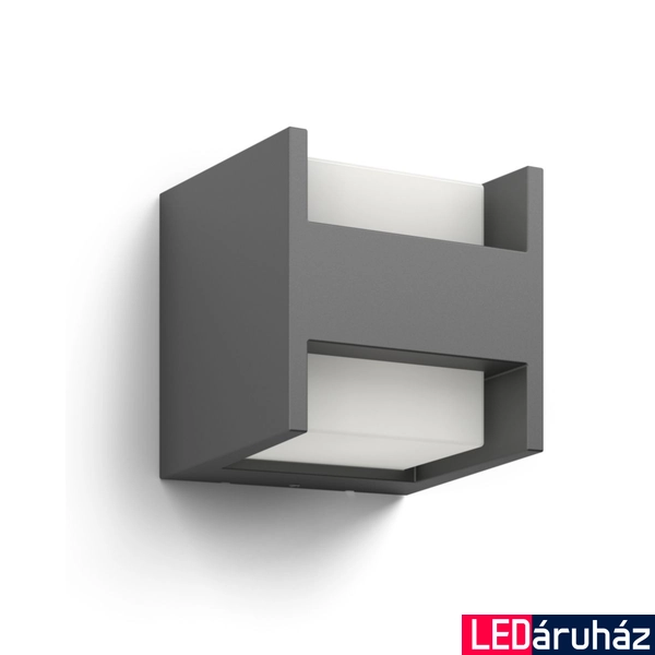 Philips Arbour kültéri falra szerelhető LED lámpa, antracitszürke, 2 x 4.5W, 800 lm, 2700K melegfehér, 164599316