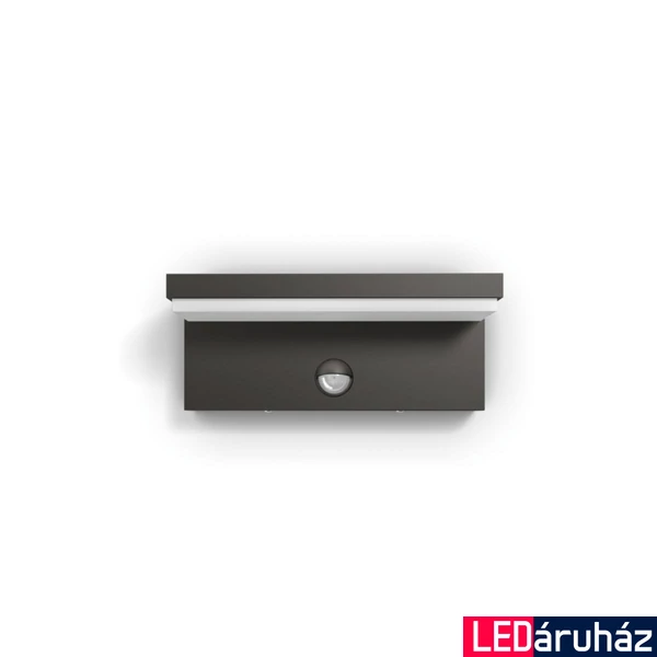 Philips Bustan antracit kültéri fali LED lámpa, beépített LED, 2x4,5W, mozgásérzékelő, 4000K természetes fehér, IP44, 1648493P3