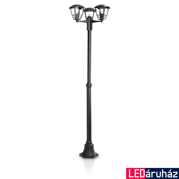 Philips Creek kerti kültéri hármas kandeláber, 3xE27 foglalat, fekete, 184 cm magas, 153853016
