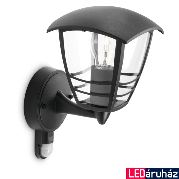 Philips Creek mozgásérzékelős kerti kültéri fali lámpa, E27 foglalat, fekete, 153883016