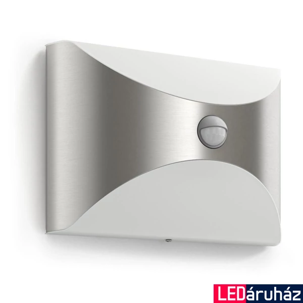 Philips Herb IR kültéri falra szerelhető mozgásérzékelős LED lámpa, inox, 1x6W, 2700K melegfehér, 172994716