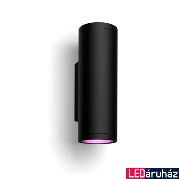 Philips Hue Appear kültéri fekete fali lámpa, lefelé és felfelé világít, White and Color Ambiance, 2x8W, 1200lm, RGBW 2000-6500K, IP44, 1746330P7