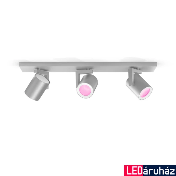 Philips Hue Argenta alumínium mennyezeti spotlámpa, 3 spotfejjel, White and Color Ambiance, 3x6W, 1050lm, RGBW 2000-6500K, 3xGU10 LED fényforrás, 5062348P7