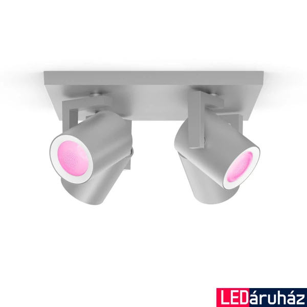 Philips Hue Argenta alumínium mennyezeti spotlámpa, 4 spotfejjel, White and Color Ambiance, 4x6W, 1400lm, RGBW 2000-6500K, 4xGU10 LED fényforrás, 5062448P7