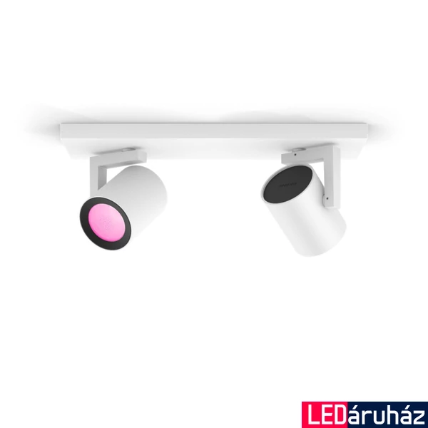 Philips Hue Argenta fehér mennyezeti spotlámpa, 2 spotfejjel, White and Color Ambiance, 2x6W, 700lm, RGBW 2000-6500K, 2xGU10 LED fényforrás, 5062231P7