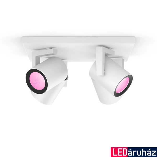Philips Hue Argenta fehér mennyezeti spotlámpa, 4 spotfejjel, White and Color Ambiance, 4x6W, 1400lm, RGBW 2000-6500K, 4xGU10 LED fényforrás, 5062431P7