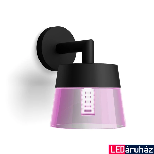 Philips Hue Attract kültéri fekete fali lámpa, White and Color Ambiance, 8W, 600lm, RGBW 2000-6500K, IP44, 1746130P7