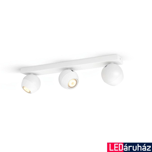 Philips Hue Buckram fehér spotlámpa, 3 spotfejjel, White Ambiance, 3x5,5W, 1050lm, 2200-6500K változtatható fehér, 3xGU10 LED fényforrás + DimSwitch, 8719514339101