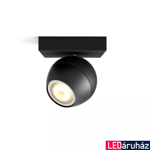 Philips Hue Buckram fekete spotlámpa, 1 spotfejjel, White Ambiance, 1x5,5W, 350lm, 2200-6500K változtatható fehér, 1xGU10 LED fényforrás + DimSwitch, 8719514339248