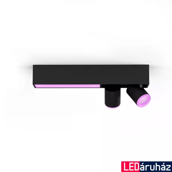 Philips Hue Centris fekete mennyezeti spotlámpa, 2 spotfejjel, White and Color Ambiance, beépített LED + 2x6W GU10 LED fényforrás, 1560lm, RGBW 2000-6500K, 5061030P7