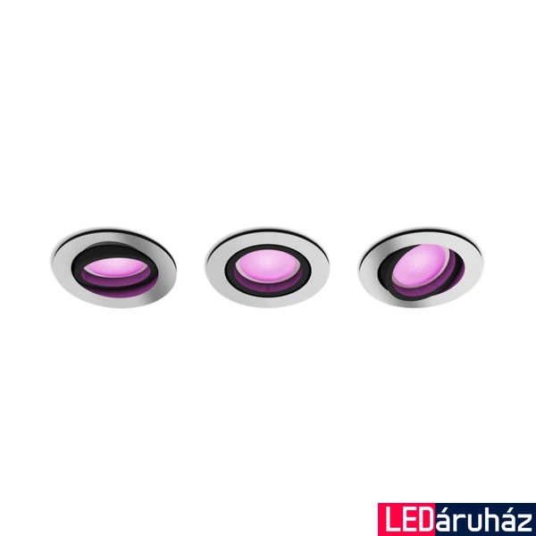Philips Hue Centura alumínium süllyesztett spotlámpa 3db-os csomag, kör, White and Color Ambiance, 3x6W, 1050lm, RGBW 2000-6500K, 3xGU10 LED fényforrás, 8719514342866