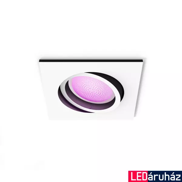 Philips Hue Centura fehér süllyesztett spotlámpa, négyzet, White and Color Ambiance, 1x6W, 350lm, RGBW 2000-6500K, 1xGU10 LED fényforrás, 8719514338920