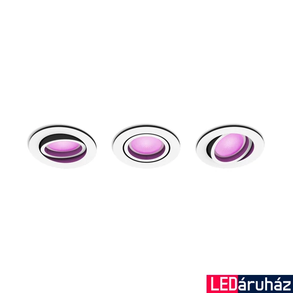 Philips Hue Centura fehér süllyesztett spotlámpa 3db-os csomag, kör, White and Color Ambiance, 3x6W, 1050lm, RGBW 2000-6500K, 3xGU10 LED fényforrás, 8719514342880