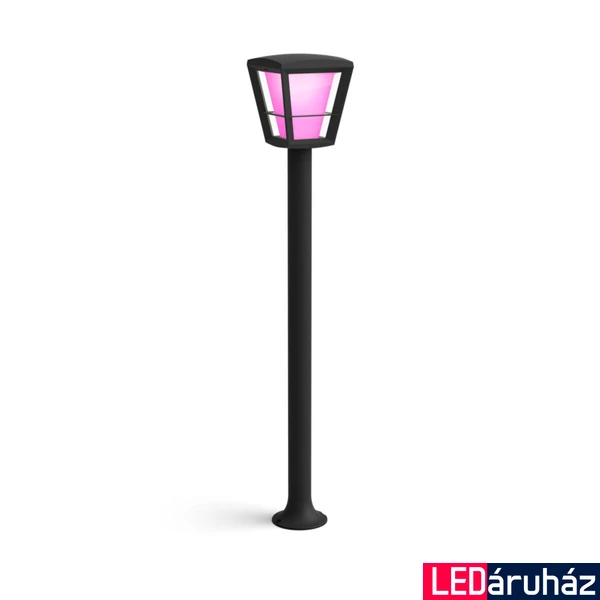 Philips Hue Econic kültéri fekete LED állólámpa, White and Color Ambiance, 15W, 1150lm, RGBW 2000-6500K, IP44, 1744230P7