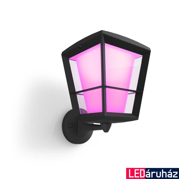 Philips Hue Econic kültéri fekete LED fali lámpa, White and Color Ambiance, 15W, 1150lm, RGBW 2000-6500K, IP44, 1743930P7