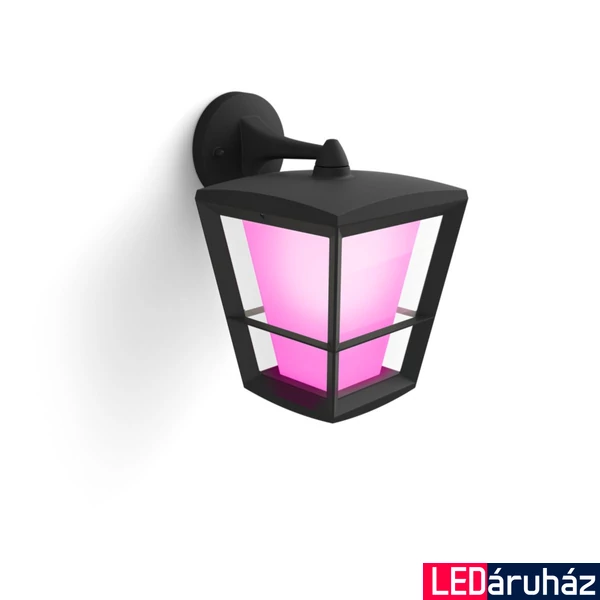Philips Hue Econic kültéri fekete LED fali lámpa, White and Color Ambiance, 15W, 1150lm, RGBW 2000-6500K, IP44, 1744030P7