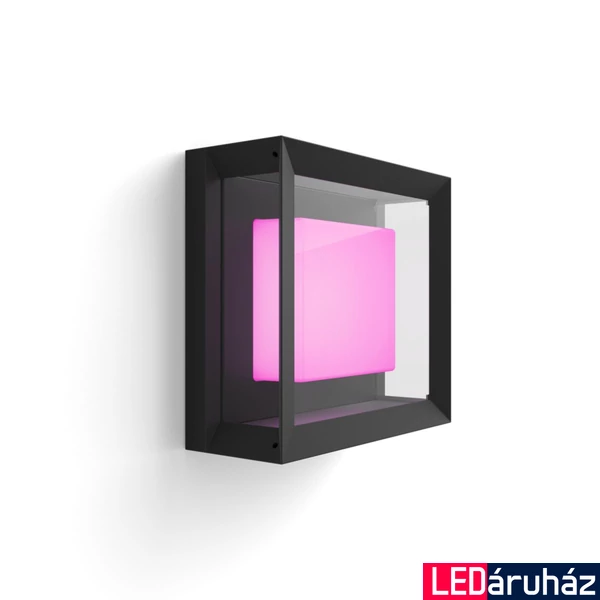 Philips Hue Econic kültéri fekete LED fali/mennyezeti lámpa, White and Color Ambiance, 15W, 1150lm, RGBW 2000-6500K, IP44, 1743830P7