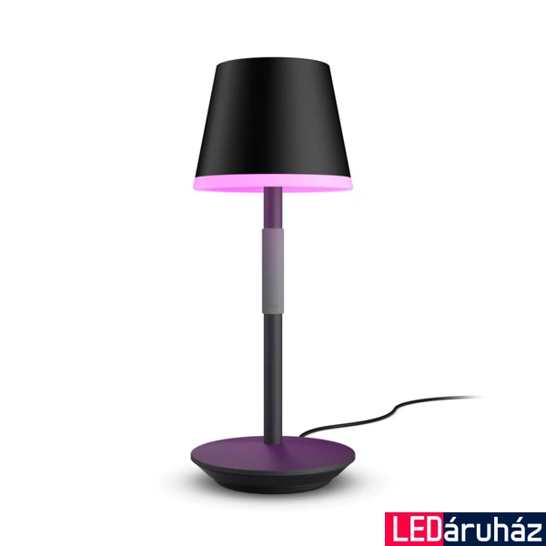 Philips Hue Go kültéri és beltéri hordozható asztali lámpa, White and Color Ambiance, 6W, 530lm, RGBW 2000-6500K, fekete, 8719514404595