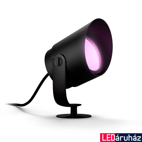 Philips Hue Lily XL kültéri fekete leszúrható lámpa bővítő tápegység nélkül, White and Color Ambiance, 24V LowVolt rendszerhez, 15W, 1200lm, RGBW 2000-6500K, IP65, 1746230P7